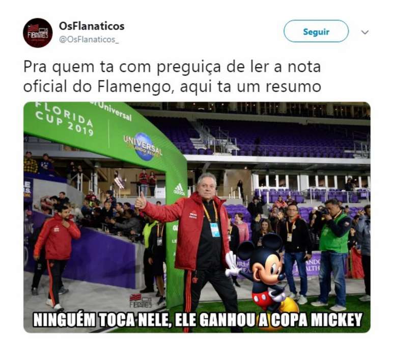 'Copa Mickey': Usuários do Twitter debocham de nota do Flamengo (Foto: Reprodução)