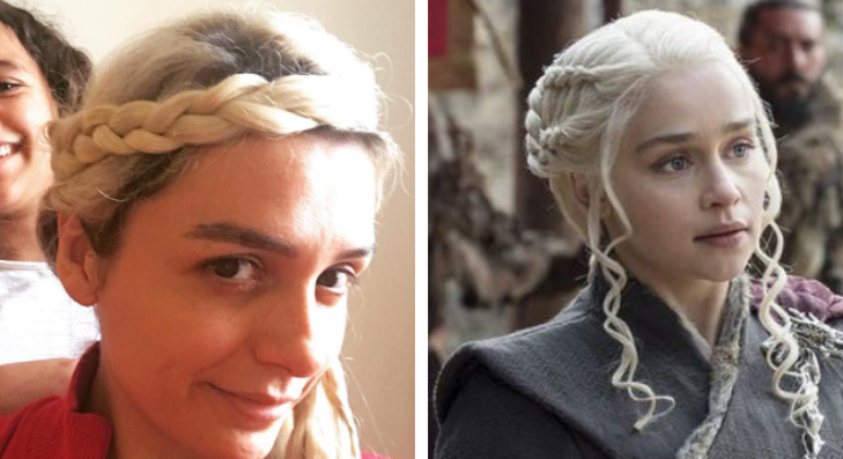 Monica Iozzi e Emilia Clarke, como Daenerys Targaryen (Fotos: Divulgação/Reprodução/Instagram)