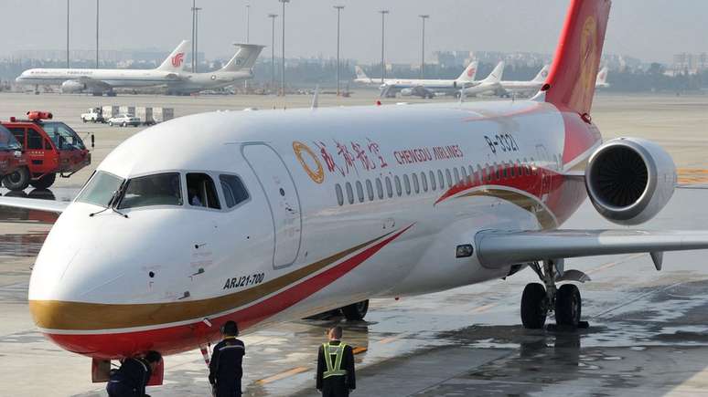 Aeronave da Comac, ARJ21, que pertence &agrave; Chenghu Airlines