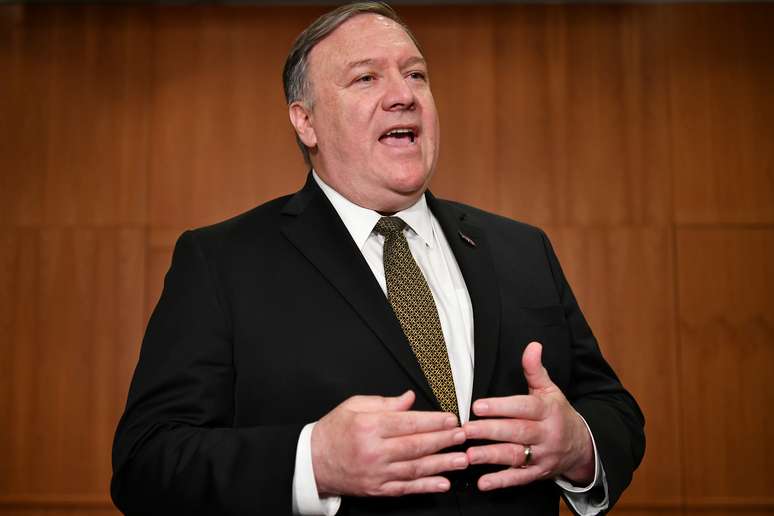 Secretário de Estado dos EUA, Mike Pompeo, durante evento em Rovaniemi, na Finlândia
06/05/2019 Mandel Ngan/Pool via REUTERS 