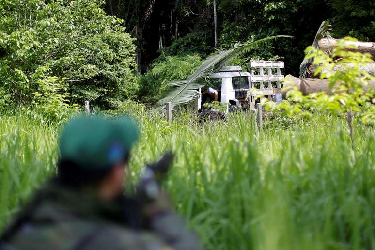 Agente do Ibama intercepta carga de troncos de &aacute;rvore durante opera&ccedil;&atilde;o para combater minera&ccedil;&atilde;o e desmatamento ilegal no Estado do Par&aacute;
11/11/2016
REUTERS/Ueslei Marcelino       