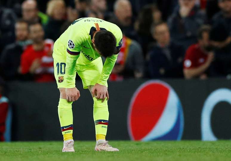 Lionel Messi durante derrota do Barcelona para o Liverpool na Liga dos Campeões
07/05/2019 REUTERS/Phil Noble