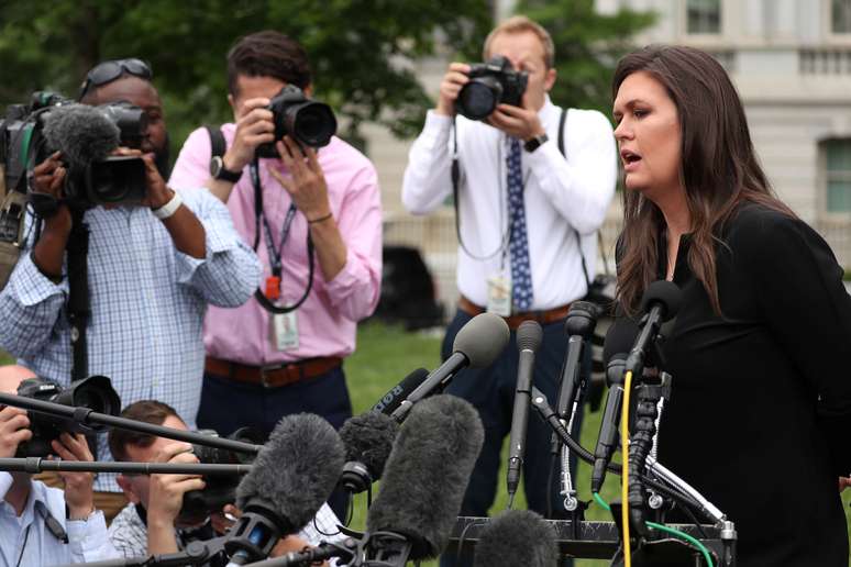 Sarah Sanders, porta-voz da Casa Branca, fala a repórteres em Washington (EUA) 
08/05/2019
REUTERS/Jonathan Ernst