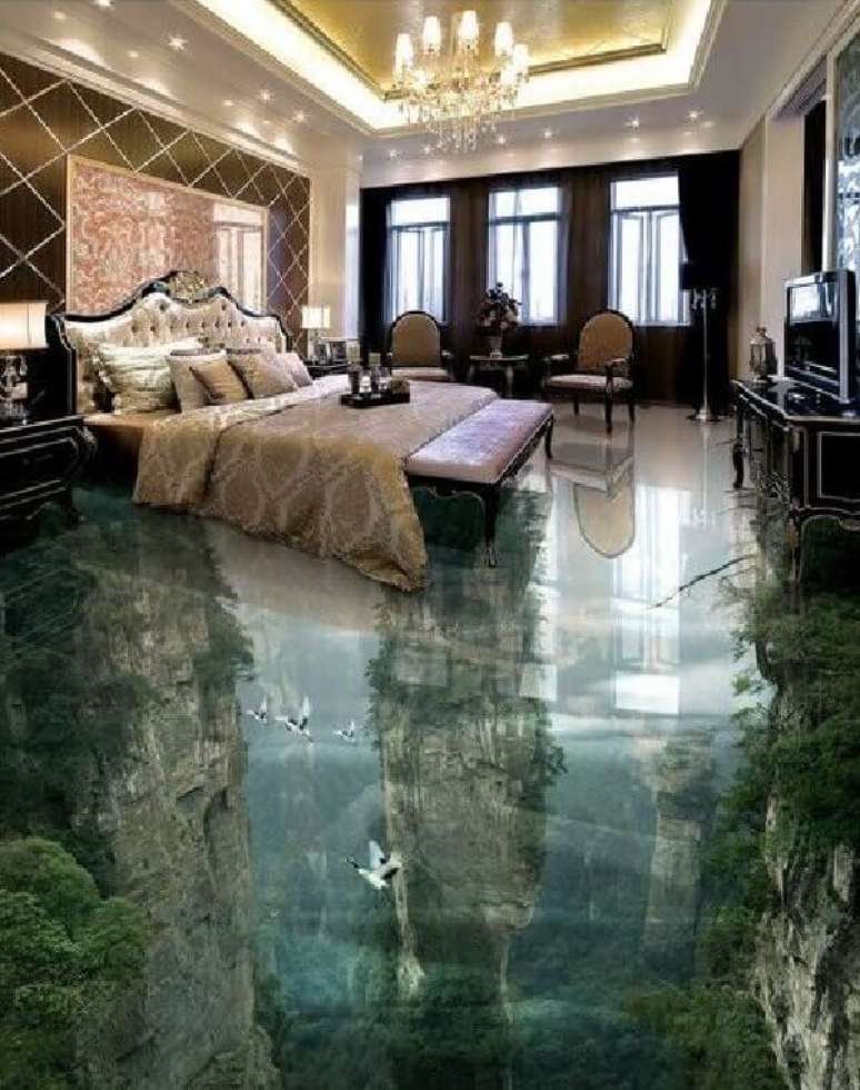 42 &ndash; Piso 3D com imagem de penhasco. Fonte: Pinterest