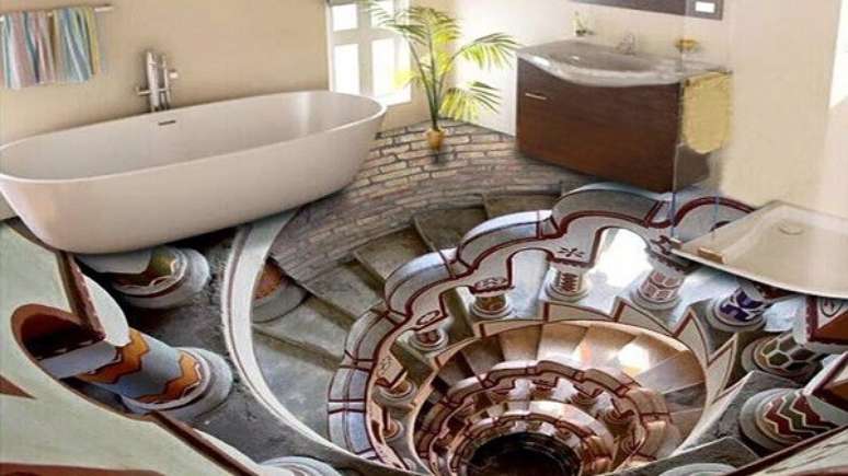 45 -Perspectiva visual incr&iacute;vel com esse piso 3D. Fonte: Elo 7