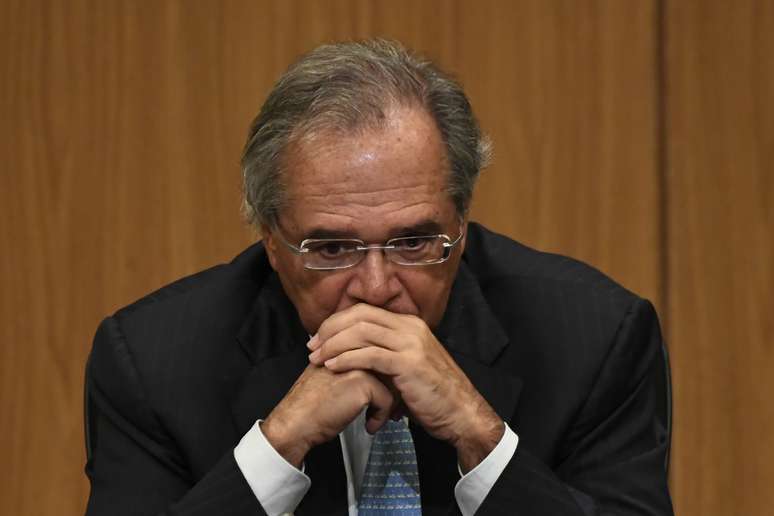 Ministro da Economia, Paulo Guedes, durante cerimônia no Banco Central