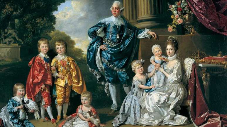 Historiador aponta indícios de que Charlotte (no retrato, com os filhos e o marido) era descendente da africana Madragana Ben Aloandro, amante do rei português Afonso III