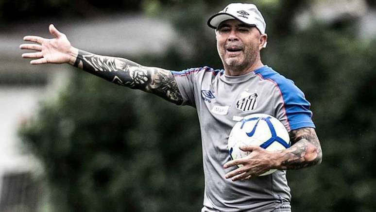 O técnico do Santos, Jorge Sampaoli