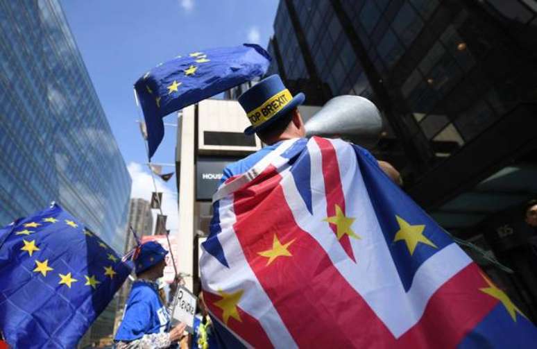 Protesto contra o Brexit em Londres, no Reino Unido