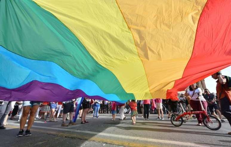 Parada do orgulho LGBT em Roma, na Itália
