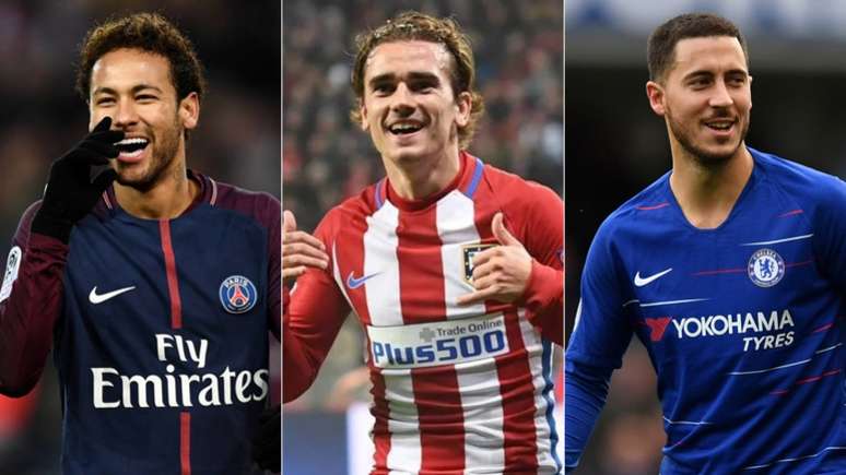 Neymar, Griezmann e Hazard movimentaram o vaivém no início desta semana (AFP)