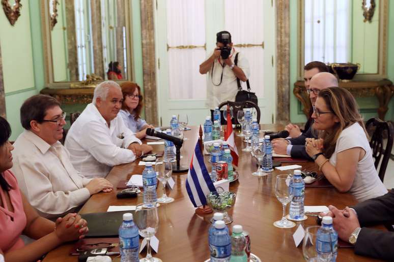 Reunião entre a ministra das Relações Exteriores do Canadá, Chrystia Freeland, e o chanceler cubano, Bruno Rodríguez, em Havana 
16/05/2019
REUTERS/Alexandre Meneghini/Pool