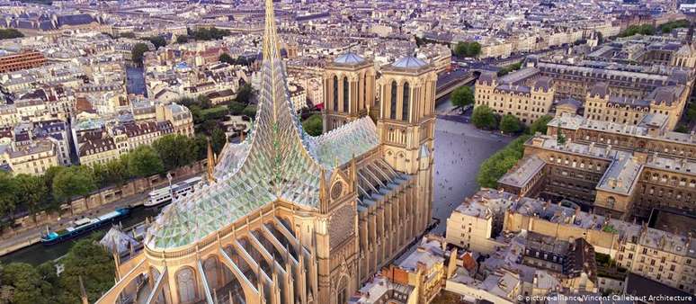 Projeto moderno da agência Vincent Callebaut Architectures para reconstrução da Notre-Dame