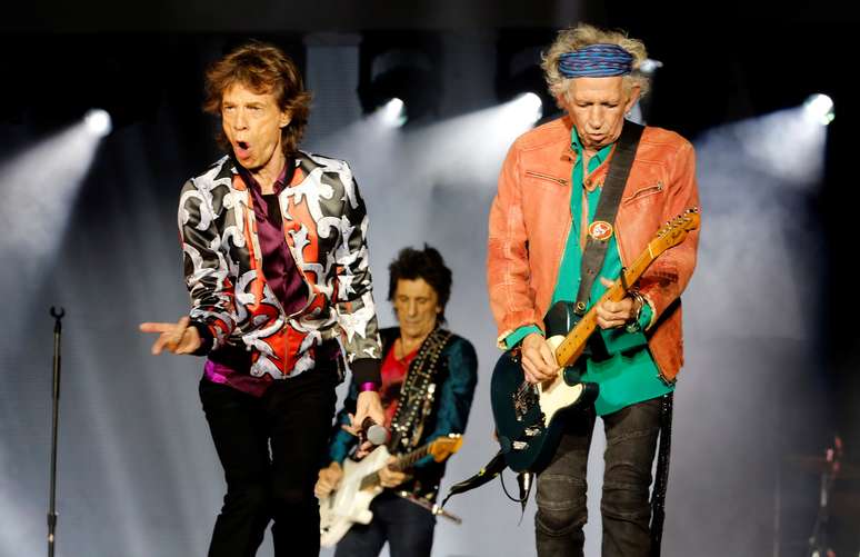Mick Jagger, Keith Richards e Ron Wood, integrantes do &#039;Rolling Stones&#039;