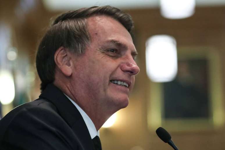 Bolsonaro em Dallas, nos EUA, onde recebeu um prêmio de personalidade do ano.