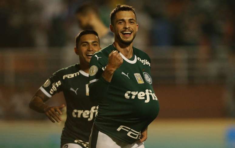 Hyoran fechou a goleada por 4 a 0 diante do Santos, no sábado, e homenageou a filha (Agência Palmeiras/Divulgação)