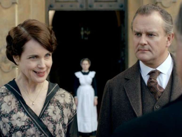 Elizabeth McGovern e Hugh Bonneville em &#039;Downton Abbey&#039;