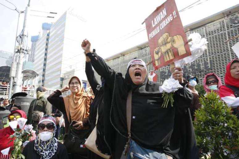 Protesto contra reeleição de Joko Widodo, na Indonésia