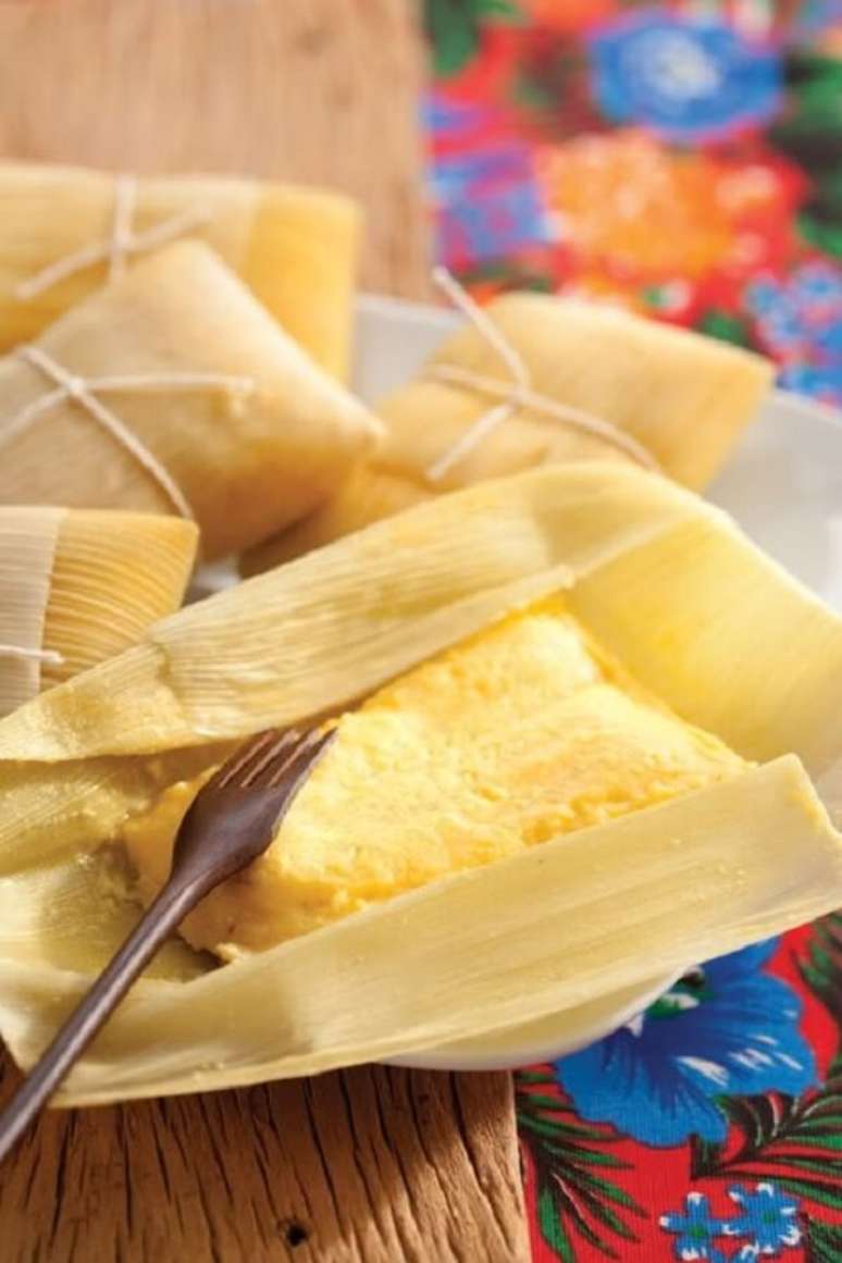 51- Uma excelente op&ccedil;&atilde;o de decora&ccedil;&atilde;o de festa junina &eacute; a tradicional pamonha. Fonte: Pinterest