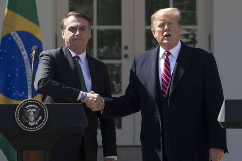 Donald Trump e Jair Bolsonaro durante encontro na Casa Branca