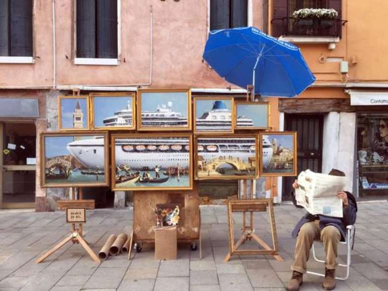 Instalação de Banksy em Veneza, na Itália