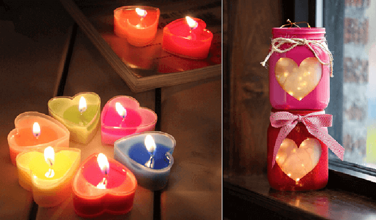 57 &ndash; Velas coloridas para o dia dos namorados. Fonte: Blog Soupop