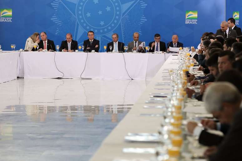 O presidente Jair Bolsonaro durante café da manhã com a bancada do Nordeste, no Palácio do Planalto.