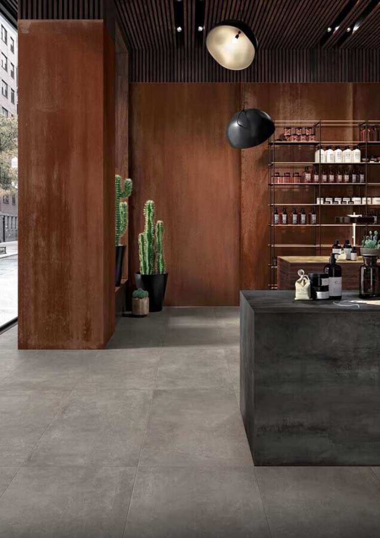 21. Esse tipo de aço é perfeito para quem gosta de decoração estilo industrial – Foto: Porcelain tiles