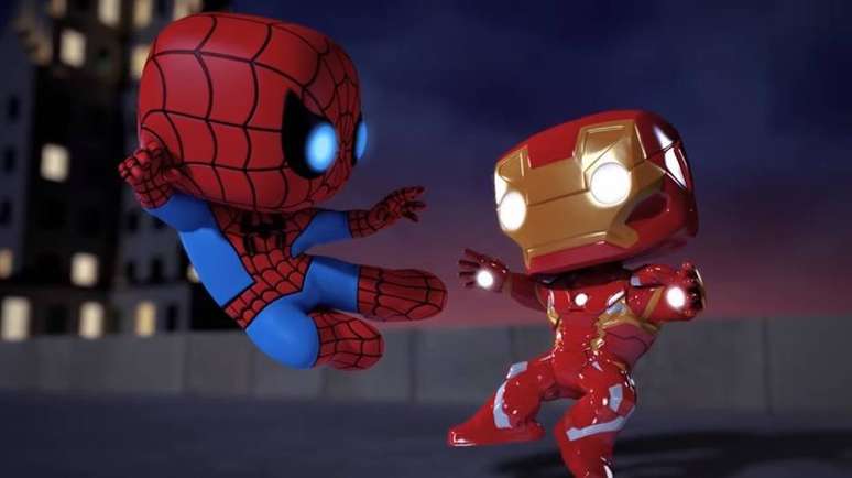 Animação com bonecos Funko Pop! da Marvel