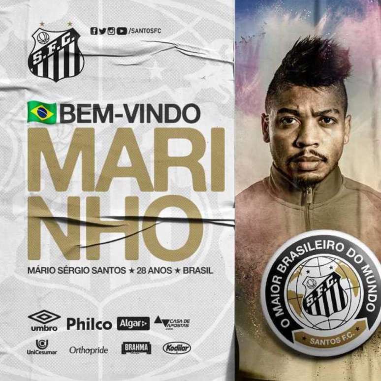 Flamengo anuncia a contratação do atacante Marinho, ex-Santos