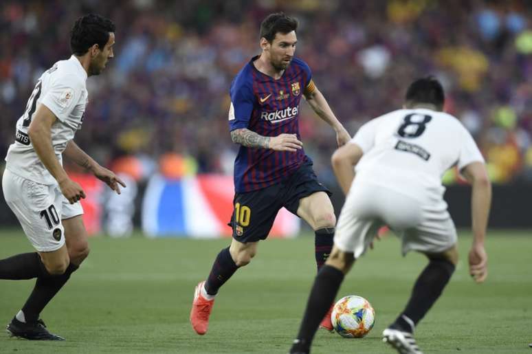 Messi marcou o único gol do Barcelona na partida (PAU BARRENA/AFP)