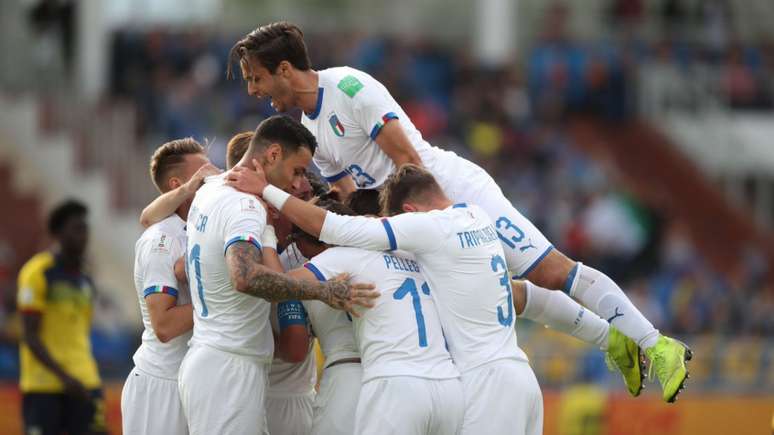 Italianos comemoram gol diante do Equador (Divulgação/Seleção Italiana)
