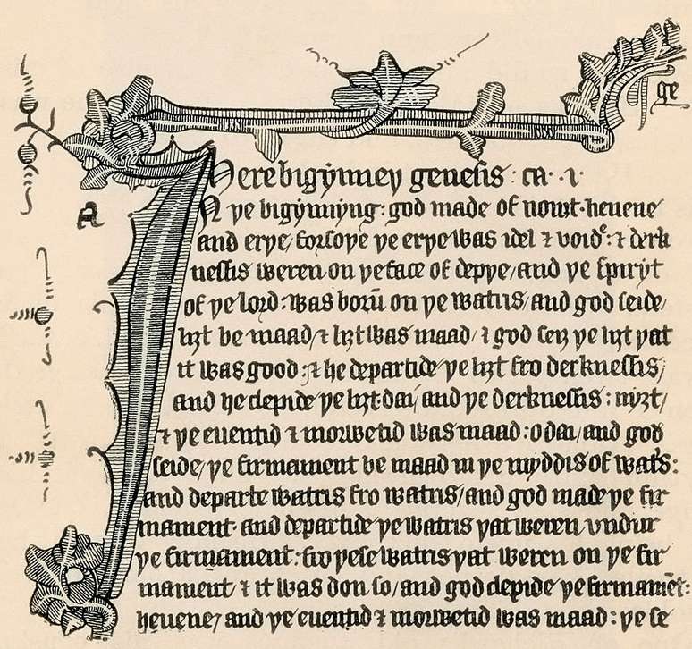 Trechos da B&iacute;blia de Wycliffe