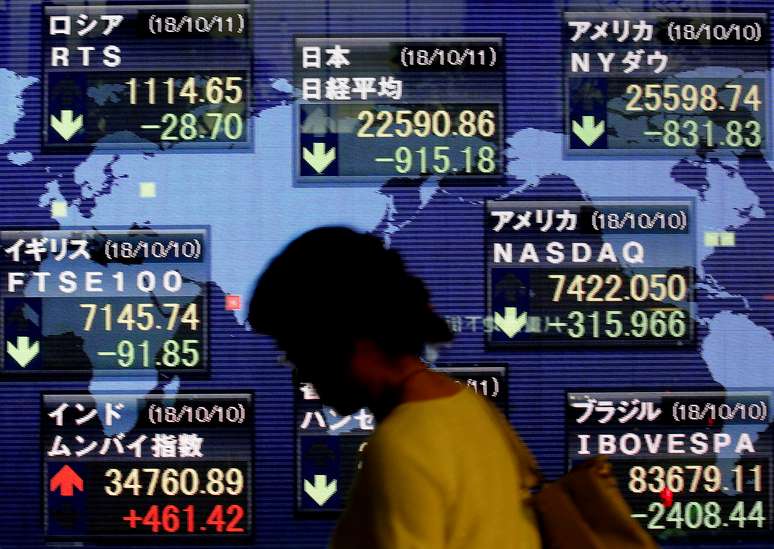 Mulher passa em frente a painel eletrônico do mercado financeiro em Tóquio, Japão
11/10/2018
REUTERS/Kim Kyung-Hoon