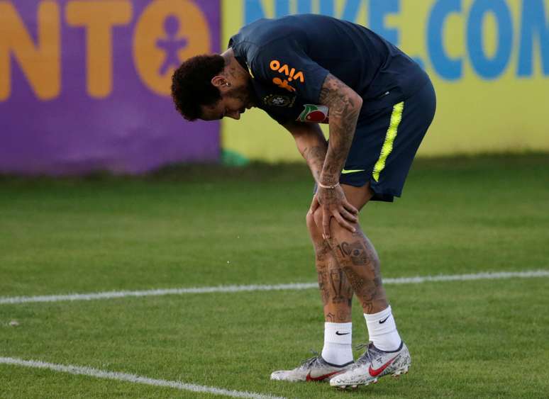 Neymar durante treino da seleção brasileira em Teresópolis
28/05/2019 REUTERS/Ricardo Moraes