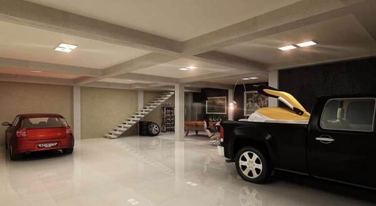 7. Piso para garagem do tipo porcelanato polido. Fonte: Pinterest