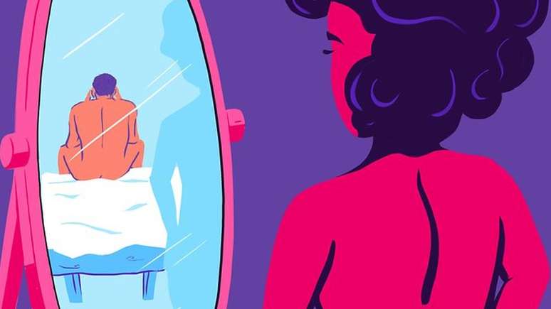 Ilustra&ccedil;&atilde;o com mulher autossexual