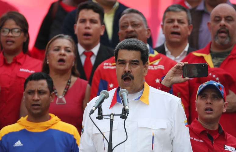 Presidente da Venezuela, Nicolás Maduro, durante protesto pró-governo em Caracas
20/05/2019
REUTERS/Ivan Alvarado