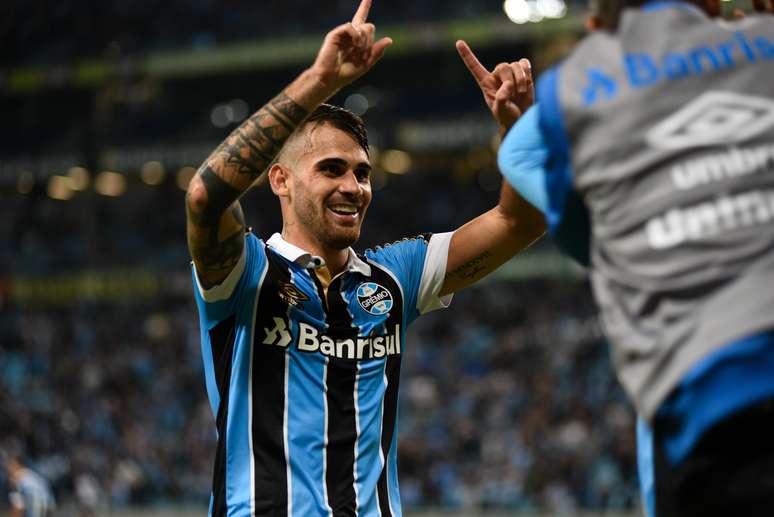 Felipe Vizeu marca o segundo gol para o Grêmio, durante jogo entre Grêmio x Juventude, partida válida pela jogo de volta das oitavas de final da Copa do Brasil 2019, na Arena do Grêmio nesta quarta 29/05, na cidade de Porto Alegre.