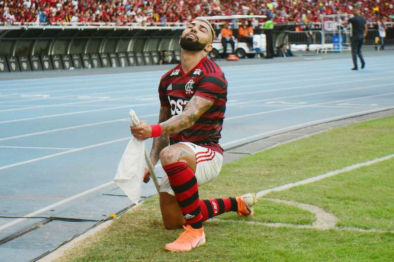  O jogador Gabriel (Gabigol) do Flamengo comemora segundo gol durante a partida entre Flamengo e Fortaleza