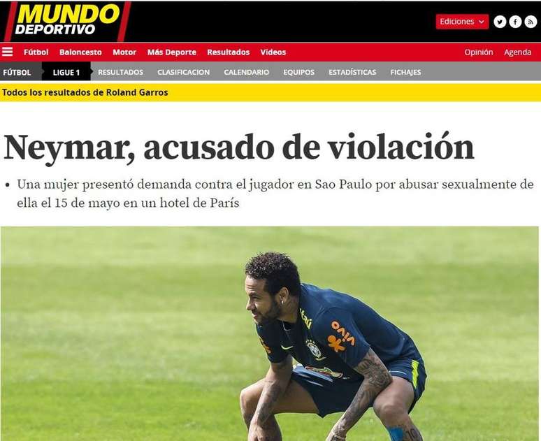 Neymar, acusado de estupro