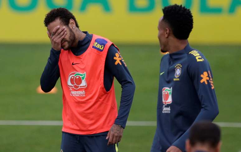 Neymar, durante treino da Seleção Brasileira na Granja Comary, em Teresópolis