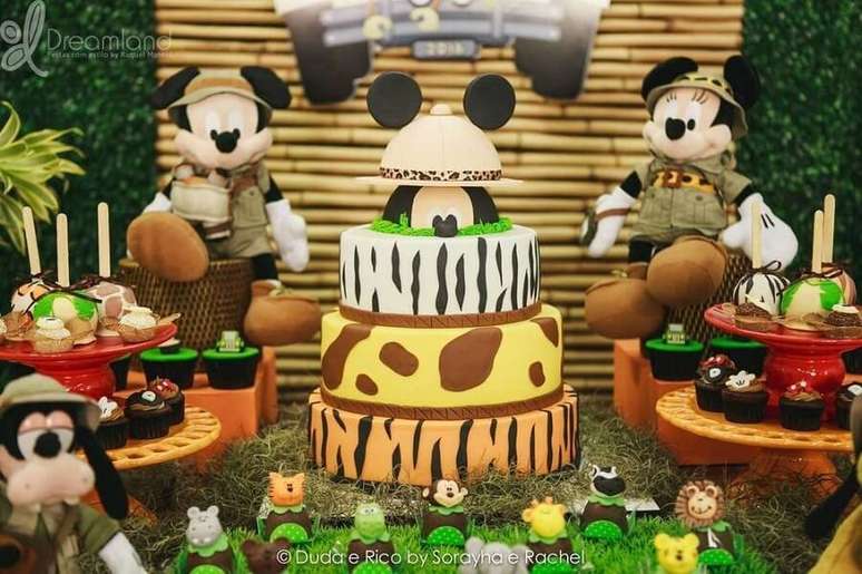 14. Animal print para bolo de festa do Mickey safari – Foto: Dreamland