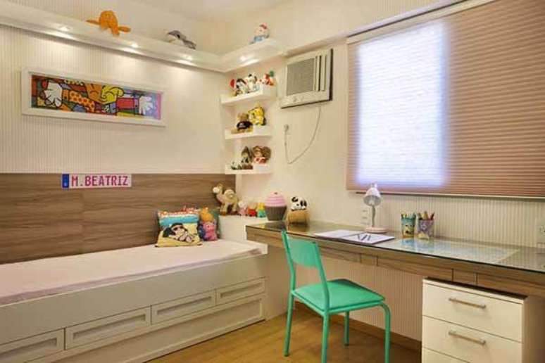 25- No quarto infantil planejado, os móveis foram dispostos para aproveitar todas as paredes. Fonte: Cyntia Sabat
