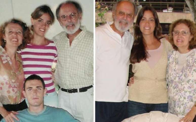 Fernando Diniz com a família - na foto à esquerda, com o filho Fabricio, que morreu em um acidente de carro