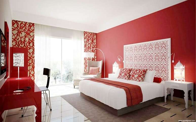 60. A decora&ccedil;&atilde;o vermelho e branco &eacute; super cl&aacute;ssica &ndash; Foto: Home Design