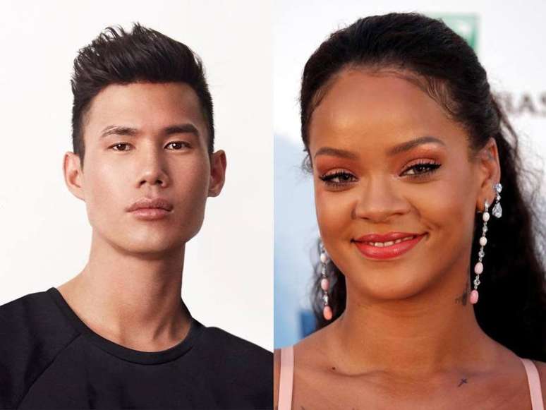 O maquiador Patrick Ta e a cantora Rihanna