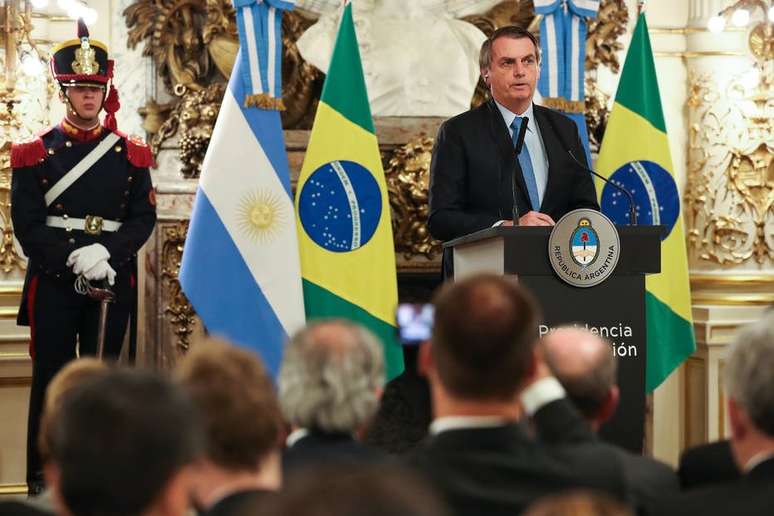 O presidente Jair Bolsonaro em evento na Argentina&nbsp;