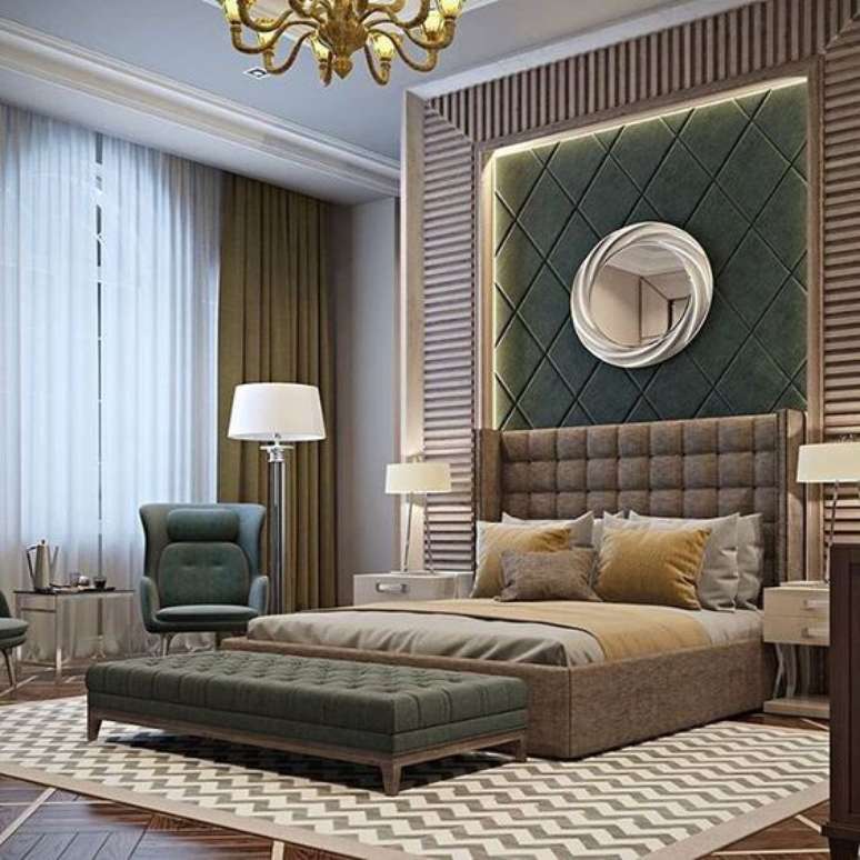 54. decoração de quarto de luxo alto, com detalhes neutros- Foto: Revista VD