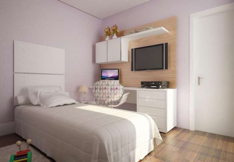 42. Quarto de luxo para solteiros com decora&ccedil;&atilde;o clara &ndash; Foto Katerine Defante